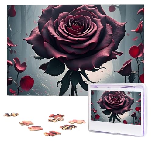 Puzzles, 1000 Teile, personalisiertes Puzzle, Rose, Gothic-Fotopuzzle mit Aufbewahrungstasche, herausforderndes Bilderpuzzle für Erwachsene, Bilderpuzzle für Familie, Dekor-Puzzle, 74,9 x 50 cm von HQaxsfQxnr
