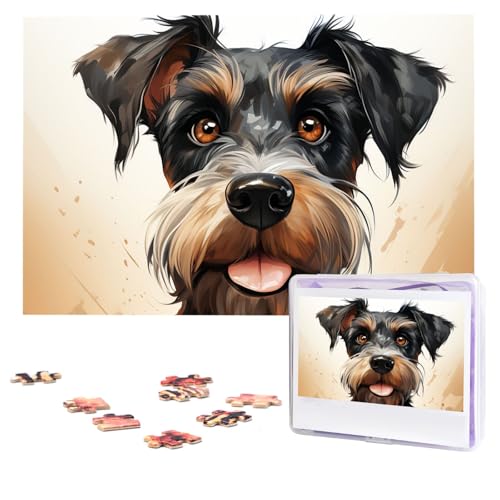 Puzzles, 1000 Teile, personalisiertes Puzzle, Schnauzer-Fotopuzzle mit Aufbewahrungstasche, herausforderndes Bilderpuzzle für Erwachsene, Bilderpuzzle für Familie, Dekor-Puzzle, 74,9 x 50 cm von HQaxsfQxnr