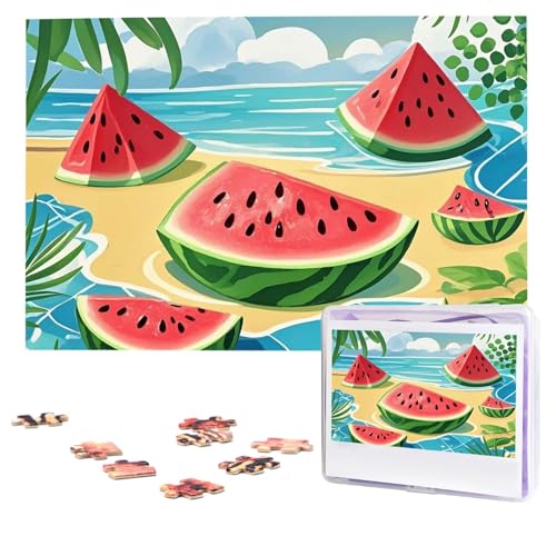 Puzzles, 1000 Teile, personalisiertes Puzzle, Sommer-Wassermelonen-Fotopuzzle mit Aufbewahrungstasche, herausforderndes Bilderpuzzle für Erwachsene, Bilderpuzzle für Familie, Dekor-Puzzle, 74,9 x 50 von HQaxsfQxnr