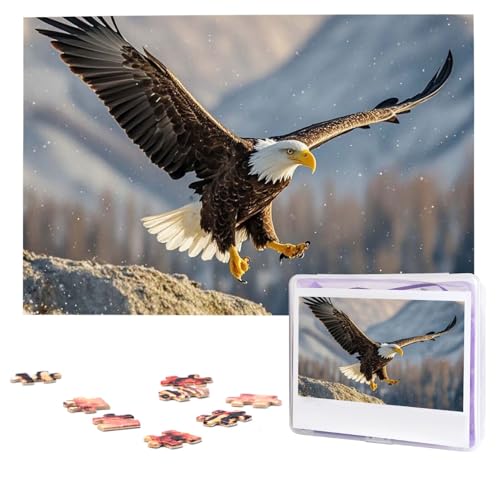 Puzzles, 1000 Teile, personalisiertes Puzzle, Weißkopfseeadler, fliegender Fotopuzzle mit Aufbewahrungstasche, herausforderndes Bilderpuzzle für Erwachsene, Bilderpuzzle für Familie, Dekor-Puzzle, von HQaxsfQxnr