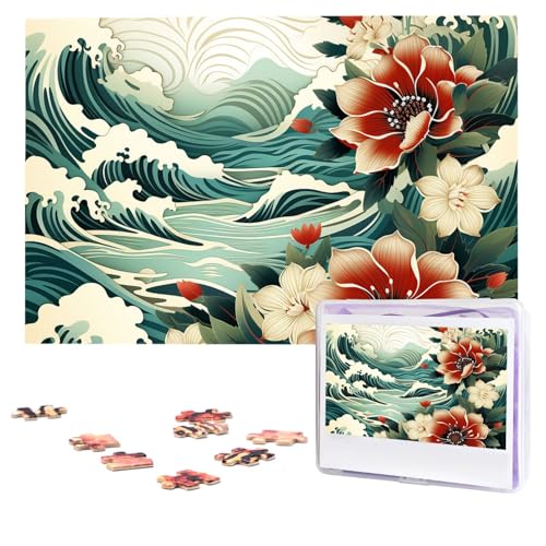 Puzzles, 1000 Teile, personalisiertes Puzzle, Wellen, Fotopuzzle mit Aufbewahrungstasche, herausforderndes Bilderpuzzle für Erwachsene, Bilderpuzzle für Familie, Dekor-Puzzle, 74,9 x 50 cm von HQaxsfQxnr