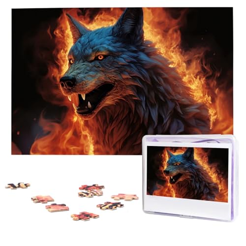 Puzzles, 1000 Teile, personalisiertes Puzzle, Wolf, umgeben von Feuer, Fotopuzzle mit Aufbewahrungstasche, herausforderndes Bilderpuzzle für Erwachsene, Bilderpuzzle für Familie, Dekor-Puzzle, 74,9 x Puzzles, 1000 Teile, personalisiertes Puzzle, Wolf, umgeben von Feuer, Fotopuzzle mit Aufbewahrungstasche, herausforderndes Bilderpuzzle für Erwachsene, Bilderpuzzle für Familie, Dekor-Puzzle, 74,9 x von HQaxsfQxnr