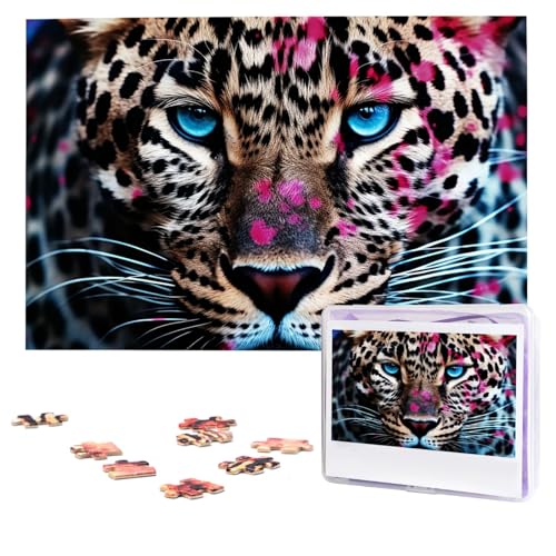 Puzzles, 1000 Teile, personalisiertes Puzzle, blauäugiger Leoparden-Fotopuzzle mit Aufbewahrungstasche, herausforderndes Bilderpuzzle für Erwachsene, Bilderpuzzle für Familie, Dekor-Puzzle, 74,9 x 50 Puzzles, 1000 Teile, personalisiertes Puzzle, blauäugiger Leoparden-Fotopuzzle mit Aufbewahrungstasche, herausforderndes Bilderpuzzle für Erwachsene, Bilderpuzzle für Familie, Dekor-Puzzle, 74,9 x 50 von HQaxsfQxnr
