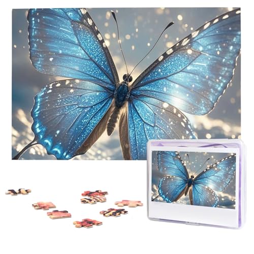 Puzzles, 1000 Teile, personalisiertes Puzzle, blauer Schmetterling, Fotopuzzle mit Aufbewahrungstasche, herausforderndes Bilderpuzzle für Erwachsene, Bilderpuzzle für Familie, Dekor-Puzzle, 74,9 x 50 Puzzles, 1000 Teile, personalisiertes Puzzle, blauer Schmetterling, Fotopuzzle mit Aufbewahrungstasche, herausforderndes Bilderpuzzle für Erwachsene, Bilderpuzzle für Familie, Dekor-Puzzle, 74,9 x 50 von HQaxsfQxnr