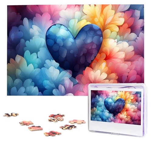 Puzzles, 1000 Teile, personalisiertes Puzzle, blaues Liebesherz, Fotopuzzle mit Aufbewahrungstasche, herausforderndes Bilderpuzzle für Erwachsene, Bilderpuzzle für Familie, Dekor-Puzzle, 74,9 x 50 cm Puzzles, 1000 Teile, personalisiertes Puzzle, blaues Liebesherz, Fotopuzzle mit Aufbewahrungstasche, herausforderndes Bilderpuzzle für Erwachsene, Bilderpuzzle für Familie, Dekor-Puzzle, 74,9 x 50 cm von HQaxsfQxnr