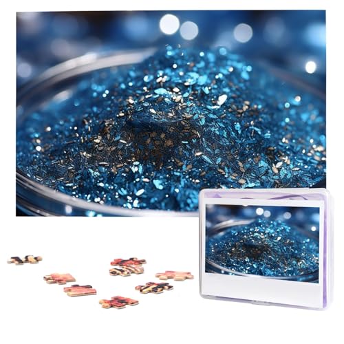 Puzzles, 1000 Teile, personalisiertes Puzzle, blaues Pulver, Fotopuzzle mit Aufbewahrungstasche, herausforderndes Bilderpuzzle für Erwachsene, Bilderpuzzle für Familie, Dekor-Puzzle, 74,9 x 50 cm von HQaxsfQxnr