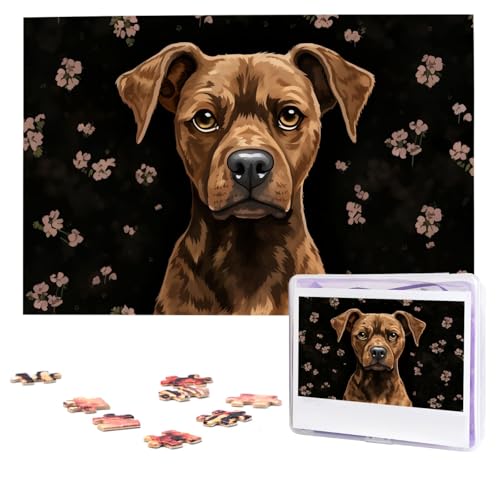 Puzzles, 1000 Teile, personalisiertes Puzzle, brauner Hund, Fotopuzzle mit Aufbewahrungstasche, herausforderndes Bilderpuzzle für Erwachsene, Bilderpuzzle für Familie, Dekor-Puzzle, 74,9 x 50 cm von HQaxsfQxnr