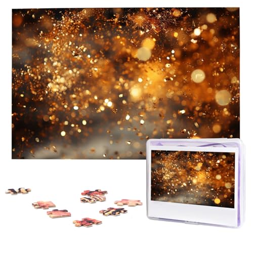 Puzzles, 1000 Teile, personalisiertes Puzzle, glänzendes Gold, Fotopuzzle mit Aufbewahrungstasche, herausforderndes Bilderpuzzle für Erwachsene, Bilderpuzzle für Familie, Dekor-Puzzle, 74,9 x 50 cm von HQaxsfQxnr