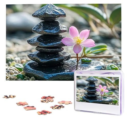 Puzzles, 1000 Teile, personalisiertes Puzzle, schwarzer Steinturm, Blume, Fotopuzzle mit Aufbewahrungstasche, herausforderndes Bilderpuzzle für Erwachsene, Bilderpuzzle für Familie, Dekor-Puzzle, 74,9 von HQaxsfQxnr