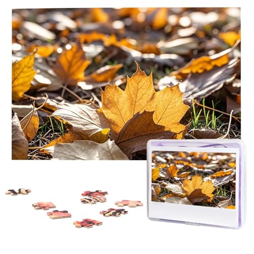 Puzzles, 1000 Teile, personalisiertes Puzzle, trockene Blätter, Fotopuzzle mit Aufbewahrungstasche, herausforderndes Bilderpuzzle für Erwachsene, Bilderpuzzle für Familie, Dekor-Puzzle, 74,9 x 50 cm von HQaxsfQxnr
