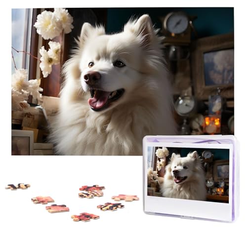 Puzzles, 1000 Teile, personalisiertes Puzzle, weißer Welpe, Fotopuzzle mit Aufbewahrungstasche, herausforderndes Bilderpuzzle für Erwachsene, Bilderpuzzle für Familiendekoration, Puzzle, 74,9 x 50 cm von HQaxsfQxnr