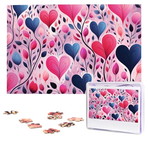 Puzzles 1000 Teile, personalisiertes Puzzle, schöne Herzform, Fotopuzzle mit Aufbewahrungstasche, herausforderndes Bilderpuzzle für Erwachsene, Bilderpuzzle für Familie, Dekor-Puzzle, 74,9 x 50 cm von HQaxsfQxnr
