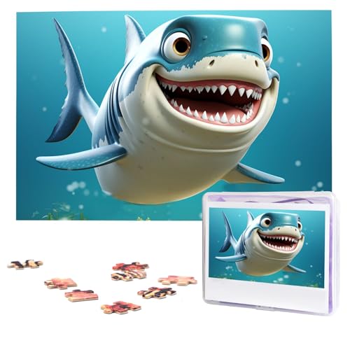 Puzzles 1000 Teile Personalisierte Puzzles Cartoon Hai Fotopuzzle mit Aufbewahrungstasche Herausforderndes Bilderpuzzle für Erwachsene Bilderpuzzle für Familiendekor Puzzle 74,9 x 50 cm von HQaxsfQxnr