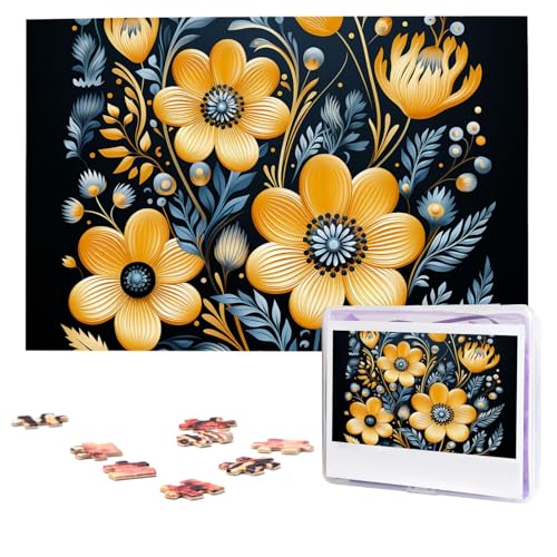 Puzzles 1000 Teile Personalisierte Puzzles Gelbe Blumen Fotopuzzle mit Aufbewahrungstasche Herausforderndes Bilderpuzzle für Erwachsene Bilderpuzzle für Familiendekor Puzzle 74,9 x 50 cm von HQaxsfQxnr