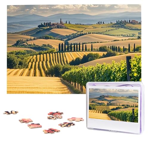 Puzzles 1000 Teile Personalisierte Puzzles Italien Toskana Fotopuzzle mit Aufbewahrungstasche, herausforderndes Bilderpuzzle für Erwachsene, Bilderpuzzle für Familiendekor, Puzzle, 74,9 x 50 cm von HQaxsfQxnr