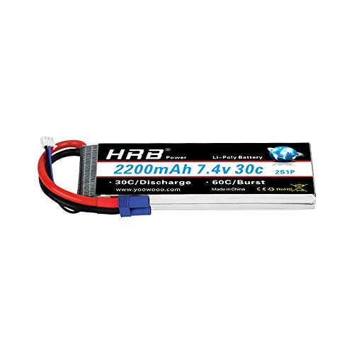 HRB Lipo Battery 2200 mAh 7.4 V 30C 2S EC2 for Hobby RC Toys RC Helicopter RC Aeroplane RC Boat RC Truck von HRB POWER
