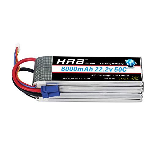 HRB Lipo akku 22.2V 6000mAh 50C 6S mit EC5 Stecker für RC Multicopter für FPV Racing Quadcopters Diverse Racing Cars Helikopter Flugzeuge und Modellboote von HRB POWER