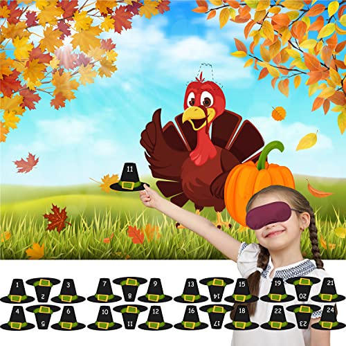 HRENCY Pin The Hat on The Turkey Game – Thanksgiving-Party-Spiele für Kinder und Herbst-Festival-Aktivitäten – Türkei-Partyzubehör HRENCY Pin The Hat on The Turkey Game – Thanksgiving-Party-Spiele für Kinder und Herbst-Festival-Aktivitäten – Türkei-Partyzubehör von HRENCY