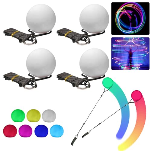 HRKVSK LED Poi Bälle, 4 Stück Jonglierbälle Leuchtend mit Regenbogen Farben und Strobe-Effek, Leucht Ball, Leuchtendes Spielzeug für Fitness, Tanz, Jonglieren, Kinderspielzeug HRKVSK LED Poi Bälle, 4 Stück Jonglierbälle Leuchtend mit Regenbogen Farben und Strobe-Effek, Leucht Ball, Leuchtendes Spielzeug für Fitness, Tanz, Jonglieren, Kinderspielzeug von HRKVSK