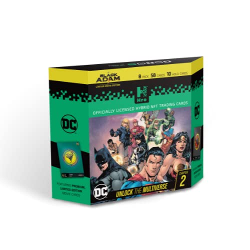 HRO DC Comics Unlock The Multiverse Kapitel 2: 8er Premium Starter Box, Hybrid NFT, 58 Sammelkarten Pack von HRO