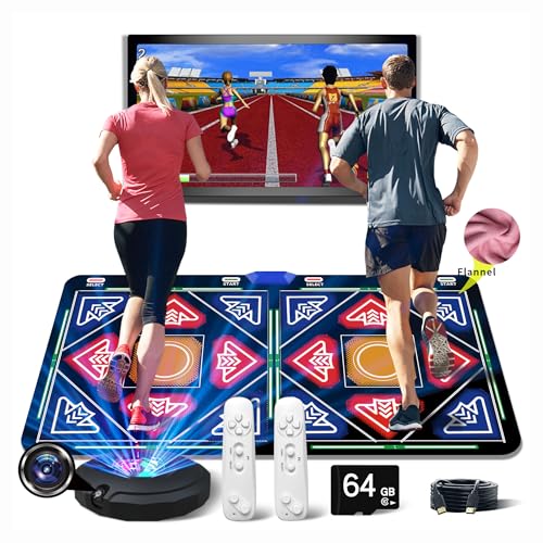 HDMI Tanzmatte mit Kamera, 64 GB, 1030 Spiele, 700 Lieder, 81 Musikclips. Für Kinder und Erwachsene, Doppelnutzer, ideal für Fitness und Tanz, perfektes Geschenk für Jungen und Mädchen von HSAHL