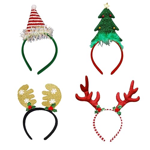 4 Stücke Weihnachten Haarreifen Weihnachtsmütze Stirnbänder Weihnachtsbaum Geweih Haarreif Rentier Haarbänder Kostüm Kopfbedeckung Kopfschmuck für Kinder Party Erwachsene 4 Stücke Weihnachten Haarreifen Weihnachtsmütze Stirnbänder Weihnachtsbaum Geweih Haarreif Rentier Haarbänder Kostüm Kopfbedeckung Kopfschmuck für Kinder Party Erwachsene von HSAJS