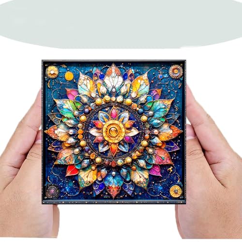 Crystal Flower Treasure Charm, Mandala Wooden Puzzle - Exquisite Laser Cutting Art Puzzle, Colorful Mandala Pattern, Suitable for Adults to Relax and Stress Relieve, Creative Gift and Home Decoration Crystal Flower Treasure Charm, Mandala Wooden Puzzle - Exquisite Laser Cutting Art Puzzle, Colorful Mandala Pattern, Suitable for Adults to Relax and Stress Relieve, Creative Gift and Home Decoration von HSETIY