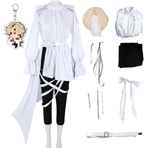 HSJZBQSM Anime-Charakter Lukas Cosplay-Kostüm mit Perücke Ceychain Weißer Anzug Alienstage Cosplay Halloween-Kostüm (Weiß+Perücke, XL) von HSJZBQSM