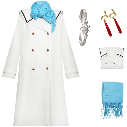HSJZBQSM Fantasia de Cosplay Frieren, Vestido Branco com Peruca, Terno para Cosplay Frieren no Funeral, Festa de Halloween (Frieren3, X-Large) von HSJZBQSM