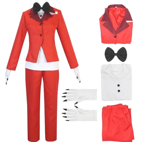 HSJZBQSM Hazbin Hotel Cosplay Charlie Morningstar Kostüm Roter Anzug mit Handschuhen Halloween Uniform Set (Charlie, L) von HSJZBQSM