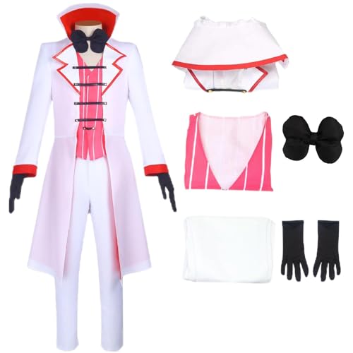 HSJZBQSM Lucifer Hazbin Hotel Cosplay Kostüm Morningstar Lucifer Cosplay Kostüm Weißer Mantel Halloween Anzug (Lucifer, L) von HSJZBQSM