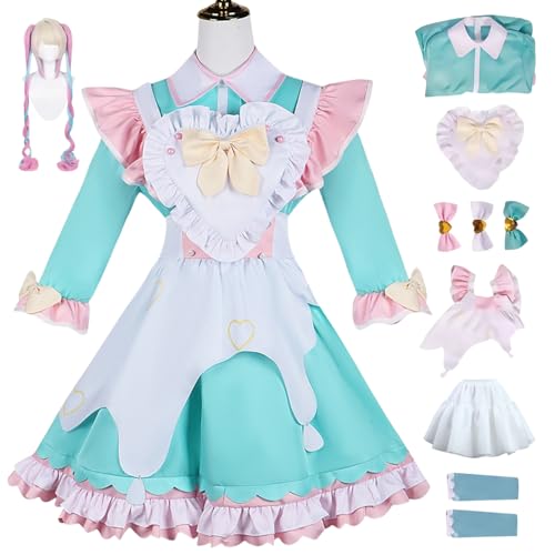 HSJZBQSM Needy Girl Overdose Cosplay-Kleid, Dienstmädchen-Kostüm mit Perücke, Tangtang Kangel Cosplay-Kostüm, Halloween (Kangel+Perücke, XXL) von HSJZBQSM