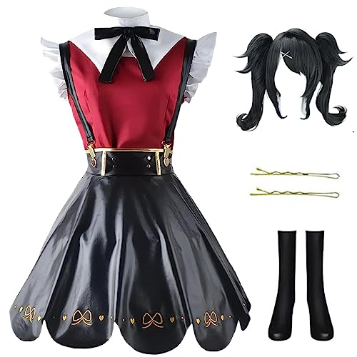 HSJZBQSM Needy Girl Overdose Cosplay-Kostüm mit Perücke KAngel Cosplay-Kleid Ame Chan JK Uniform Komplettset (Rot + Perücke, L) von HSJZBQSM