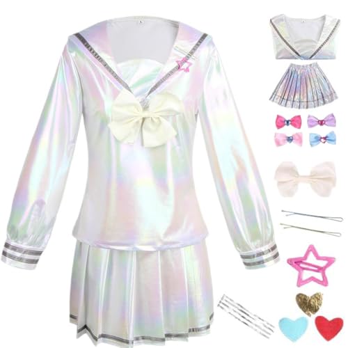 HSJZBQSM Needy Girl Overdose Cosplay-Kostüm mit Perücke KAngel Cosplay-Kleid Ame Chan JK Uniform Komplettset (Weiß, M) von HSJZBQSM