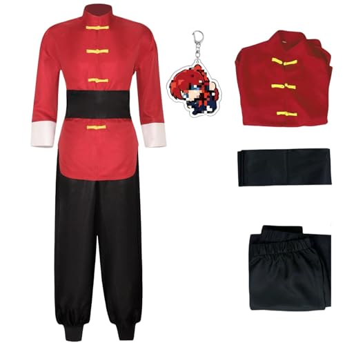 HSJZBQSM Ranma 1/2 Cosplay-Kostüm, roter Kung-Fu-Anzug mit Perücke, Halloween-Party, Ranma-Cosplay-Anzug (Damen, M) von HSJZBQSM