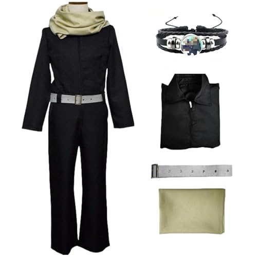 HSJZBQSM Shouta Aizawa Cosplay-Kostüm mit Perücke, Schal, Abzeichen, Armband, Uniform, Anzug, My Hero Academia Cosplay, Halloween-Party (Schwarze, XX-Large) von HSJZBQSM