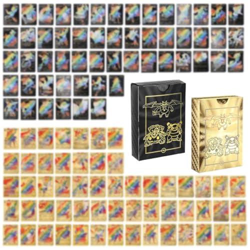 HSKRKOW 110 Stück Sammelkartenspiel, Verschiedene,BO-Kemoon Karten Schwarz Gold Seltene Karten Set, Keine Duplikate Karikaturen Comics Sammelkarten Für Geschenke(Schwarz/Gold,C) von HSKRKOW