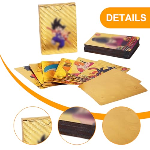 HSKRKOW 3 Paare Golden Seltene Karten Set,Sammelkarten, Metall Karten,Karten Gold,Anime Trading Karten Für Kinder Englisch (Dragon Ball) von HSKRKOW