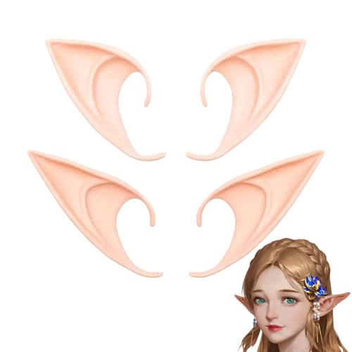 Elfenohren, weiche Elfenohren, für Kinder und Erwachsene, für Halloween Partydekorationen Elfen Cosplay, Halloween Partydekorationen Zubehör (2 Paar) von HSLPSM
