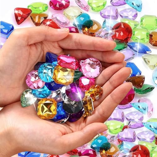 HSLXBY 150 Stück Acryl Diamanten Kinder,Diamanten Bunt Kinder,Diamanten Buntkristalle Kinder,Muggelsteine Bunt Kinder,Geeignet für Kindergeburtstage,Hochzeitsvasen,Tischdekorationen,Gastgeschenke von HSLXBY