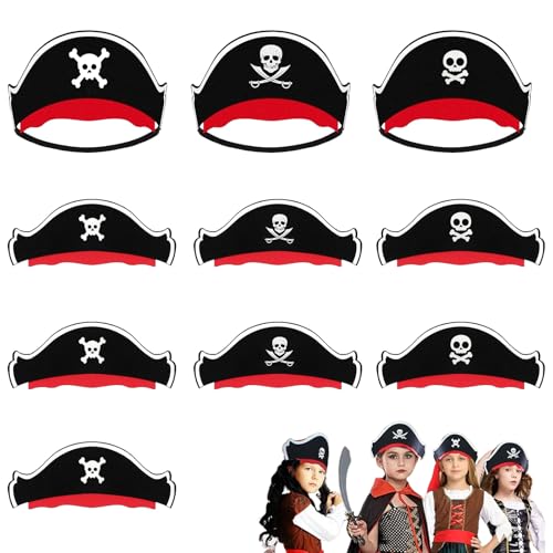 HSLXBY Piratenhut für Kinder, 9 Stück, Schwarz, Unisex, Piraten Zubehör Set, Stirnbänder, Halloween, Rollenspiel, Party, Kostüm-Accessoires HSLXBY Piratenhut für Kinder, 9 Stück, Schwarz, Unisex, Piraten Zubehör Set, Stirnbänder, Halloween, Rollenspiel, Party, Kostüm-Accessoires von HSLXBY