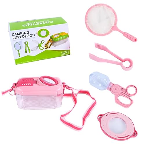 HSMHLYYB 5 Stück Becherlupe Set, upenglas für Kinder Insekten Viewer für 3-Fach und 6-Fach, Insektenfänger,Pinzette Lupendose,Lupenbecher Kinder,Becherlupe Lupendose von HSMHLYYB
