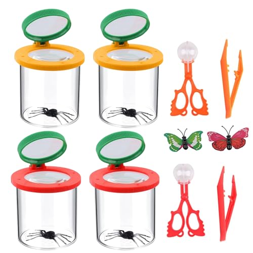 HSMHLYYB 8 Stück Becherlupen für Kinder, Becherlupen, Becherlupe Set mit 2 Pinzette und 2 Insektenfänger Scherenzange, HSMHLYYB 8 Stück Becherlupen für Kinder, Becherlupen, Becherlupe Set mit 2 Pinzette und 2 Insektenfänger Scherenzange, von HSMHLYYB