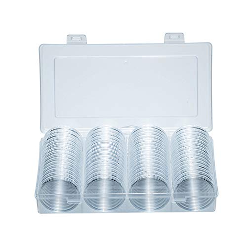 Münzhalter, 60 Stück 41mm Münz Aufbewahrungbox, Klare Münze Kapseln mit Aufbewahrungsbox, Münzhalteretui Dichtung Münzhalter mit 5 Größen Weicher Schaumstoffringe Protect von HSMHLYYB