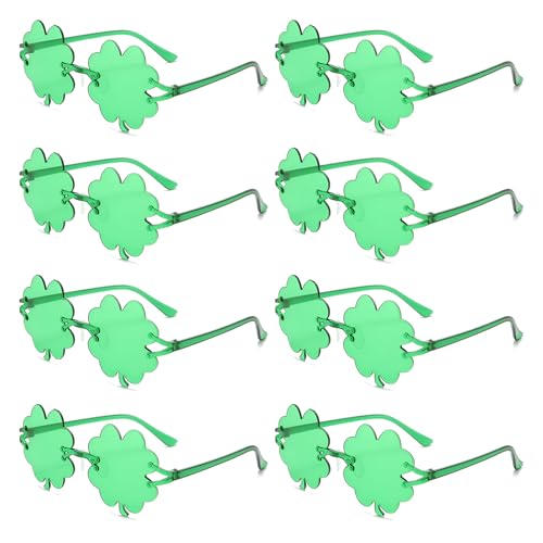 St. Patrick's Day Sonnenbrillen, 8 Paar Vierblättrige Kleeblatt-Brille, Party Brille Vierblättriges, Rahmenlose Trendige Sonnenbrille, Kunststoffe Grün Vierblatt Kleeblatt Brille für Kostümparty St. Patrick's Day Sonnenbrillen, 8 Paar Vierblättrige Kleeblatt-Brille, Party Brille Vierblättriges, Rahmenlose Trendige Sonnenbrille, Kunststoffe Grün Vierblatt Kleeblatt Brille für Kostümparty von HSMHLYYB