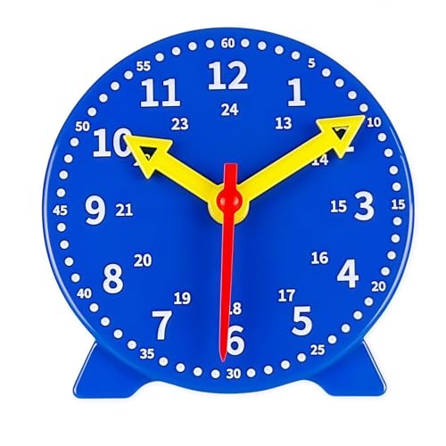 HSTWODE Lernuhr für Kinder ab 3 Jahre | Lernspiel-Uhr mit beweglichen Zeigern & Zahlen | Lehrhilfe für Uhrzeit Lernen (Vorschule, Kindergarten, Grundschule) (Blau) von HSTWODE