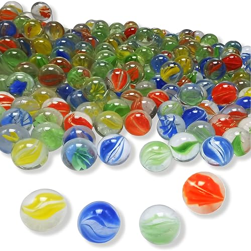 HSYTEK 100 Stück 14mm Glasmurmeln, Bunt Murmeln Glas für Kinder, Glaskugeln, Glasmurmeln Deko Murmeln für Murmelspiel Haus Pflanzen Dekoration von HSYTEK