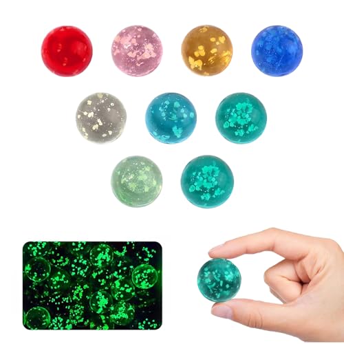HSYTEK 16mm Murmeln im Dunkeln Leuchten, 10 Stück Leuchtende Glasmurmeln, 9 Farben Murmeln Glas Deko, Glasmurmeln für Spiele, Dekoration von HSYTEK