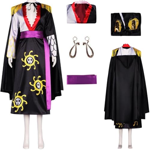 HSZCSMGS Boahancock Cosplay Kostüm Kleid Cape Perücke Ohrringe Set Hancock Kostüm Halloween Party (Schwarz, M) von HSZCSMGS