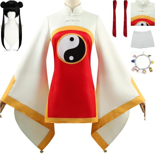 HSZCSMGS Cardcaptor Cosplay Kostüm Kleid Shorts Uniform Anzug Limeiling Cosplay Kostüm Halloween-Part (Rot + Perücke, XXL) von HSZCSMGS